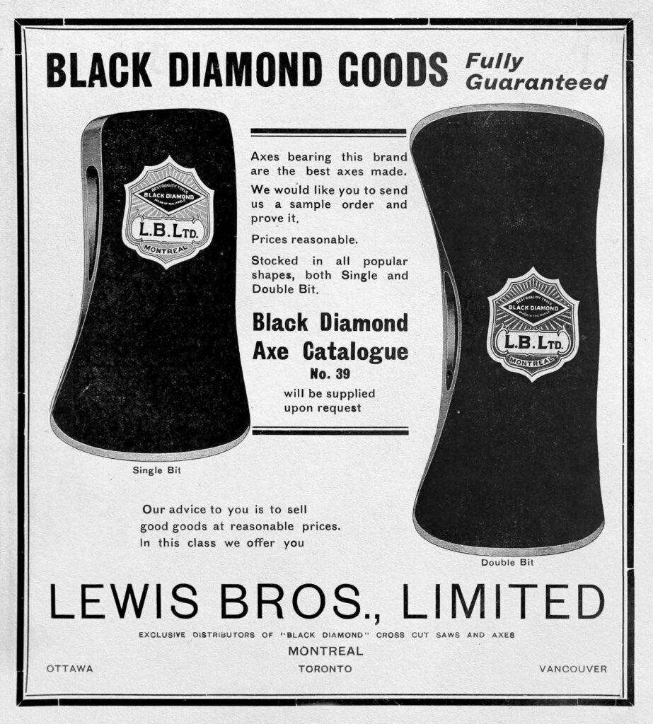 Lewis Bros Black Diamond Axes 1910