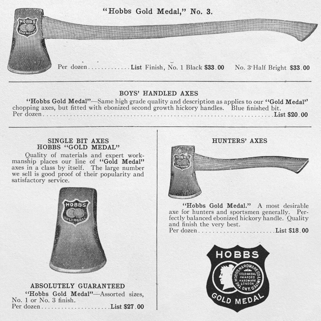 Hobbs Gold Medal Axe Catalog Images 1917