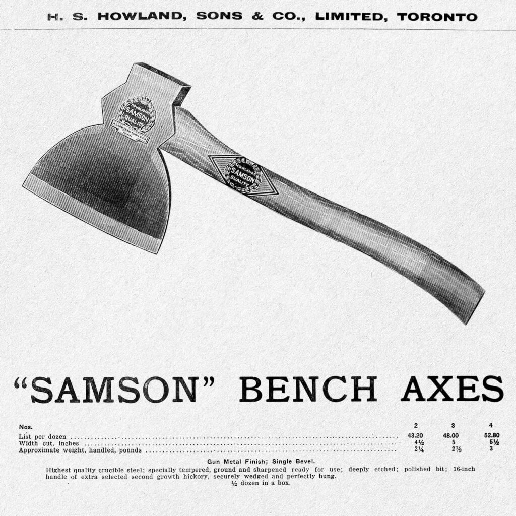 1923 Ad for Howland Samson Bench Axes