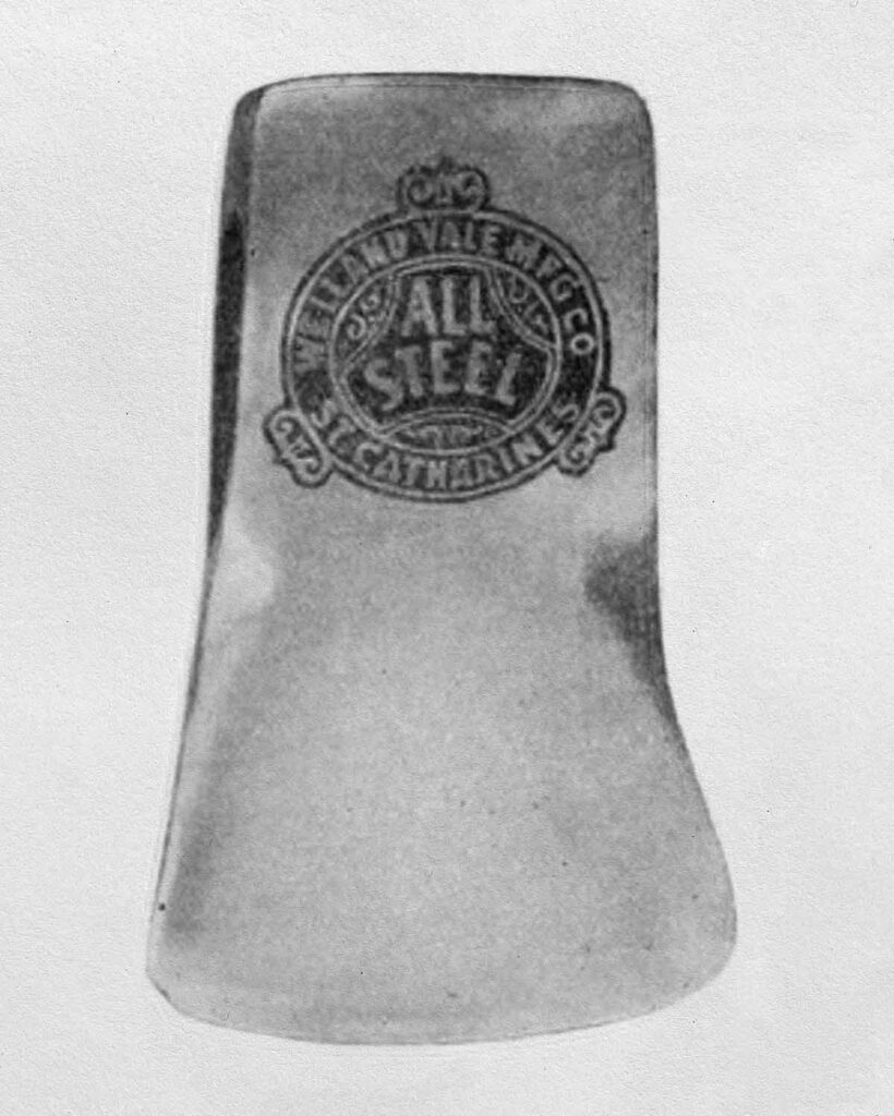 early catalog photo of a welland vale all steel axe